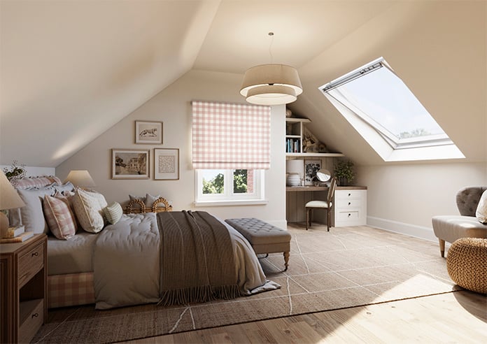 Gingham, Rosies Pink - Roman Blind - Image 6